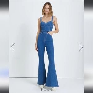 NEW 7 For All Mankind Sleeveless Denim Jumpsuit, Size L